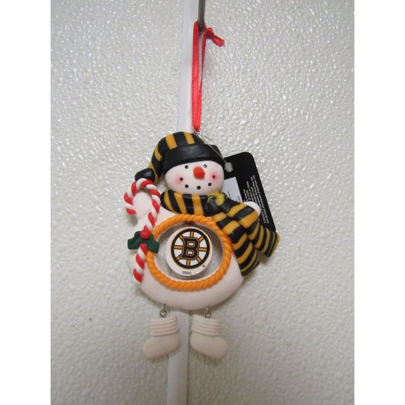 NHL Boston Bruins Clay Dough Snowman Christmas Ornament by Team Sports America - Picture 1 of 2